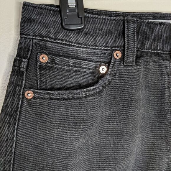 We The Free Free People Black Zip It Up Denim Micro Mini Skirt Raw Hem Size 26 - Picture 7 of 9